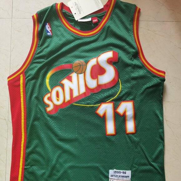 Mens Detlef Schrempf Green Stitched Jersey